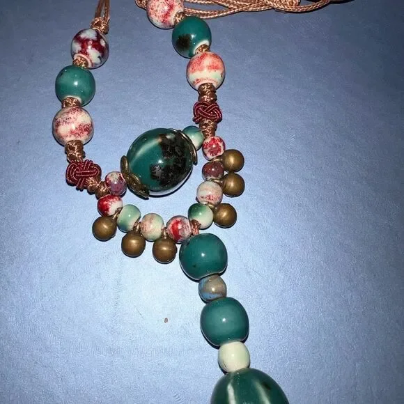 🩵 NEW Artisan Turquoise and Gold Beaded Necklace 🩵 - Picture 5 of 5